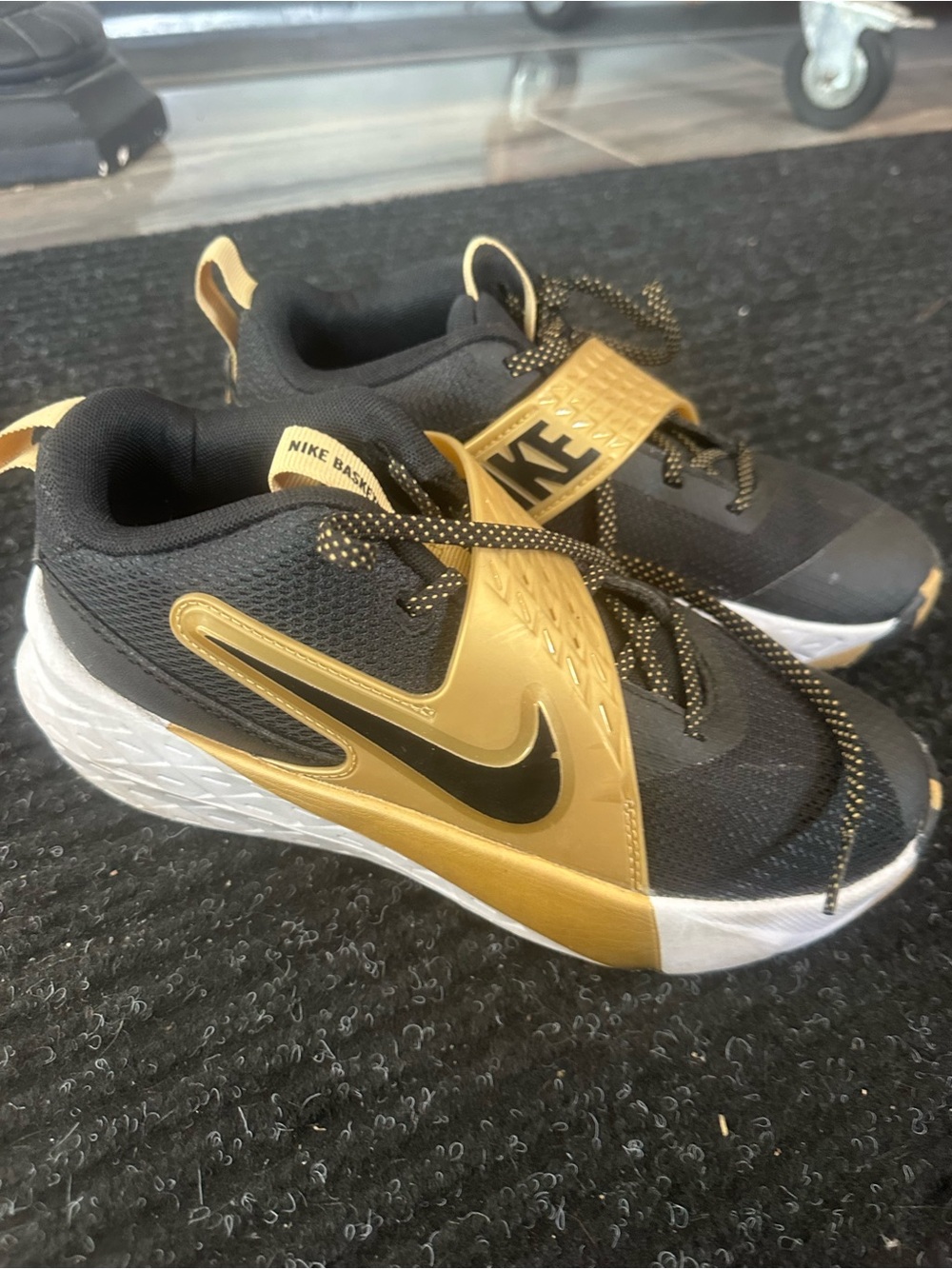 Nike Kids Black and Gold Basketball Sneakers